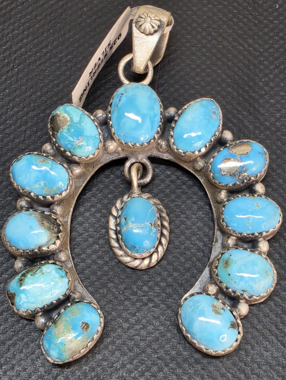 Sterling Silver Blue Bird Turquoise Naja Pendant Southwestern Navajo Style 18g